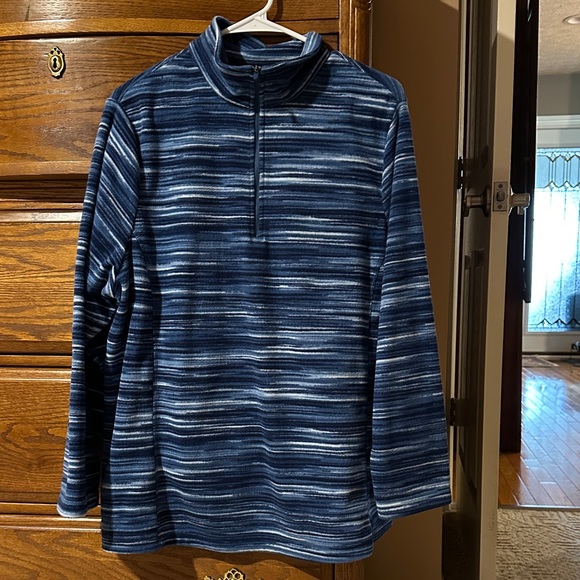 Lands' End Tops - Lands End Striped Navy Quarter-Zip Pullover